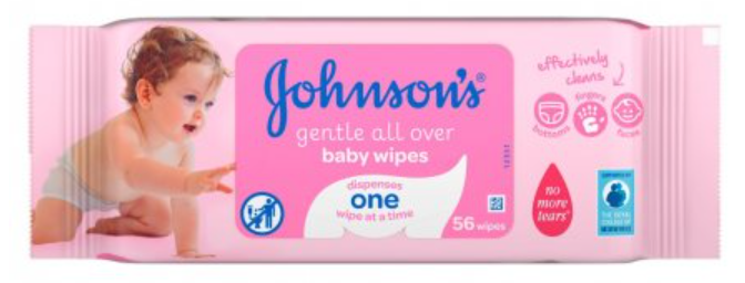Health and Hygiene Wipes Johnsons and Johnsons Baby Wipes NPM 56s 6