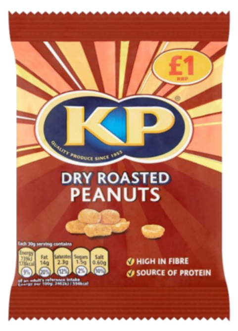 Snacks KP Dry Roasted Peanuts PM 1.00 65g 12