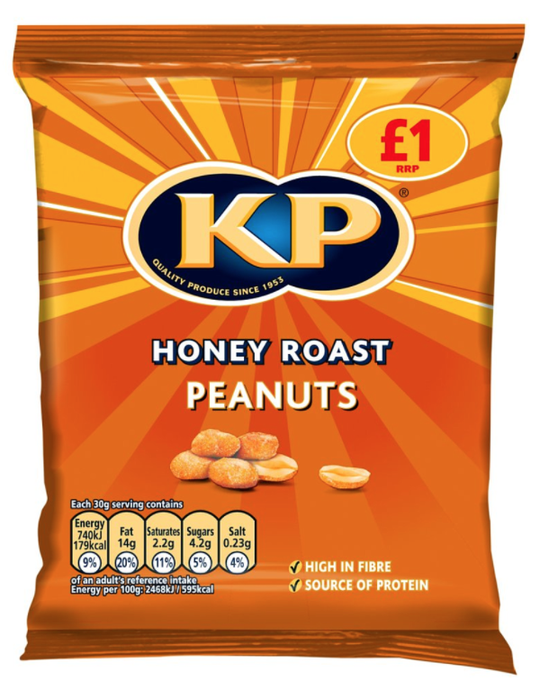 Snacks KP Honey Roast Peanuts PM 1.00 65g 12