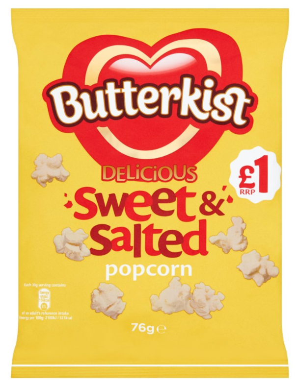 Snacks Popcorn Butterkist Sweet and Salted PM 1.00 - 12