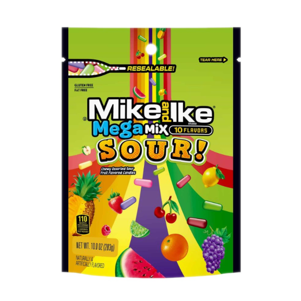 Sweets & Candy Mike & Ike Mega Mix Sour Stand Up Bag NPM 10oz 8