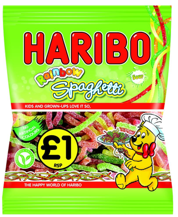 Sweets Haribo Rainbow Spaghetti Zing PM 1.00 162g 12