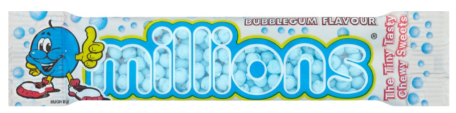 Sweets Millions Tubes Bubblegum NPM 45g 30