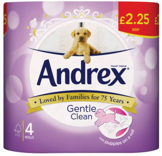 Tissues and Toiletries Toilet Roll Andrex Gentle Clean PM 2.25 4s 6