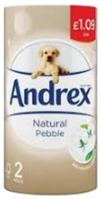 Tissues and Toiletries Toilet Roll Andrex Natural Pebble PM 1.09 2s 12