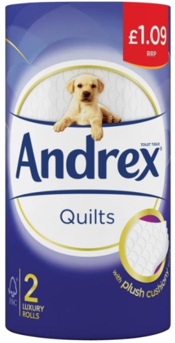 Tissues and Toiletries Toilet Roll Andrex Quilts PM 1.09 2s 12