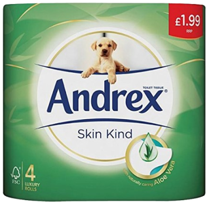 Tissues and Toiletries Toilet Roll Andrex Skin Kind PM 1.99 4s 6
