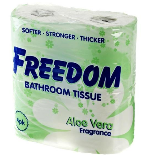 Tissues and Toiletries Toilet Roll Freedom Aloe Vera 2Ply NPM 4s-2Ply 10