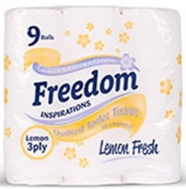 Tissues and Toiletries Toilet Roll Freedom Lemon 3Ply NPM 9s-3Ply 5