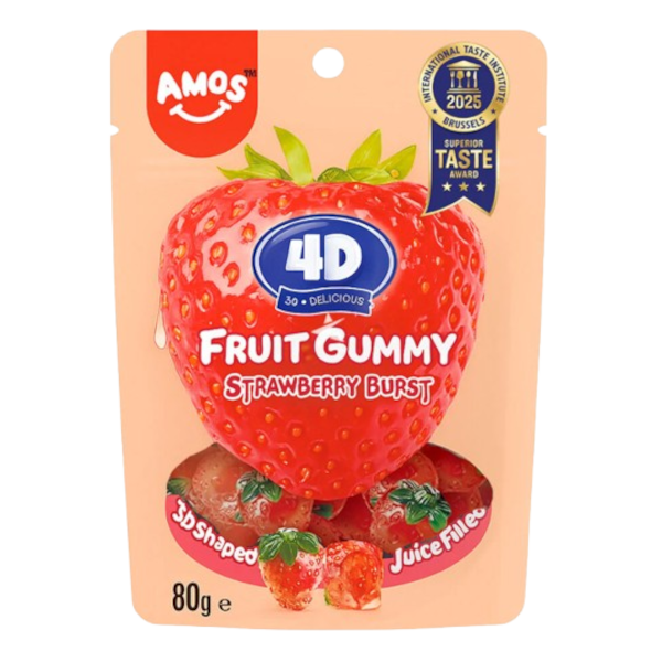 Sweets & Candy Amos 4d Gummy Burst Strawberry NPM 80 g 24
