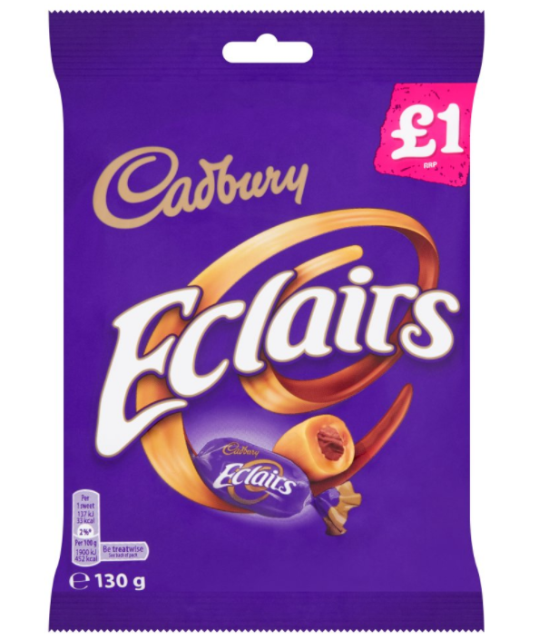 Chocolate Bags Dairy Milk Eclairs PM 1.00 130g 12