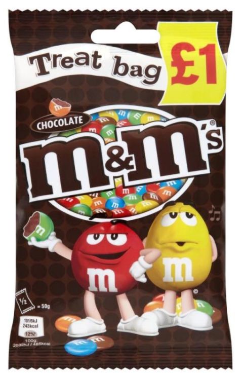 Chocolate Bags MandMs Chocolate-Brown Treat PM 1.00 82g 16