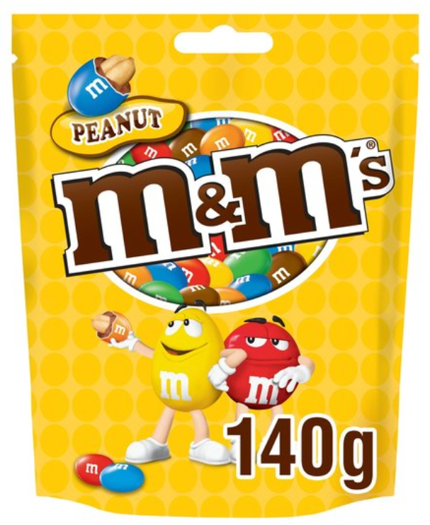 Chocolate Bags MandMs Peanut-Yellow NPM 140g 12