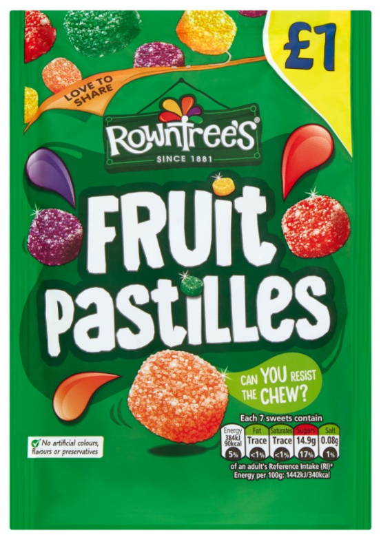 Chocolate Bags Rowntrees Fruit Pastilles PM 1.00 - 10