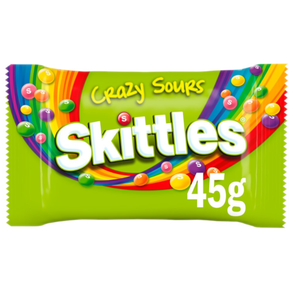 Chocolate Bags Skittles Crazy Sours-Green NPM 45g 36