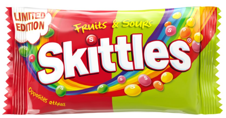Chocolate Bags Skittles Fruit Sour-Red and Green NPM 45g 36