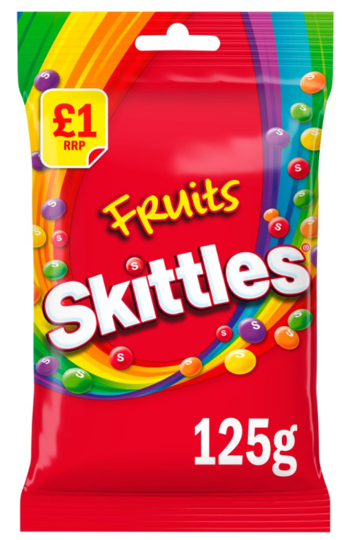 Chocolate Bags Skittles Fruits-Red PM 1.00 125g 12