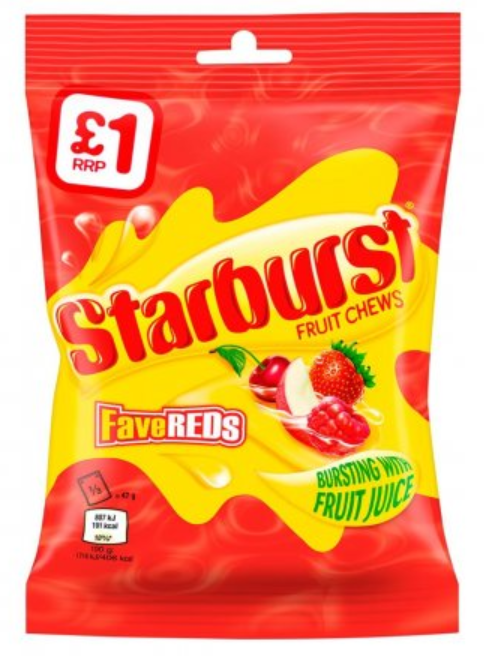 Chocolate Bags Starburst FaveReds Fruit Chews PM 1.00 150g 12