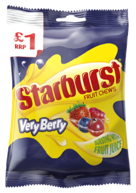 Chocolate Bags Starburst Very Berry Fruit Chews PM 1.00 150g 12