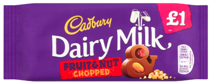 Chocolates Dairy Milk Fruit and Nut PM 1.00 120g 17