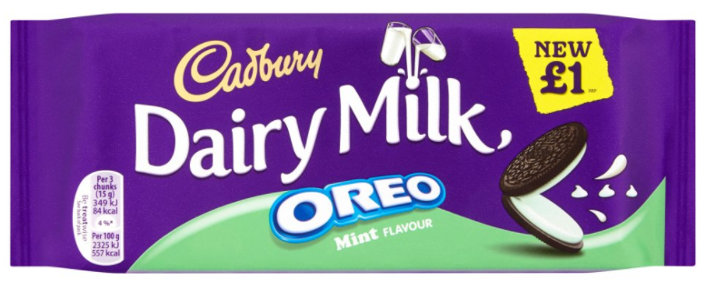 Chocolates Dairy Milk Oreo Mint Bar PM 1.00 120g 15