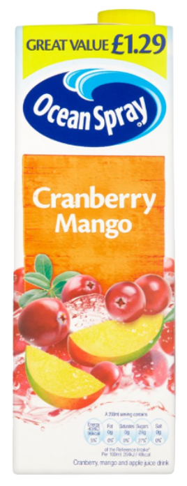 Drinks Ocean Spray Cranberry and Mango PM 1.29 1L 6