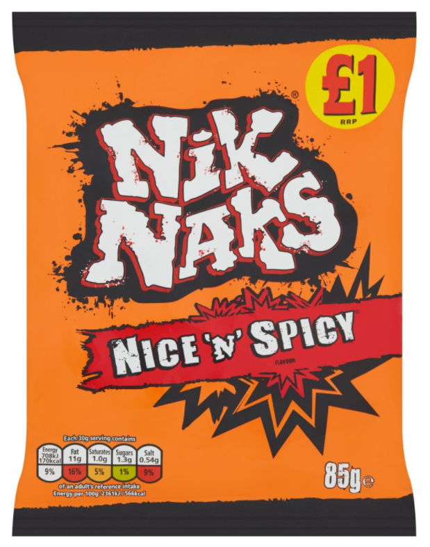 Crisps KP NiK Naks Rib N Saucy PM 1.00 95g 12
