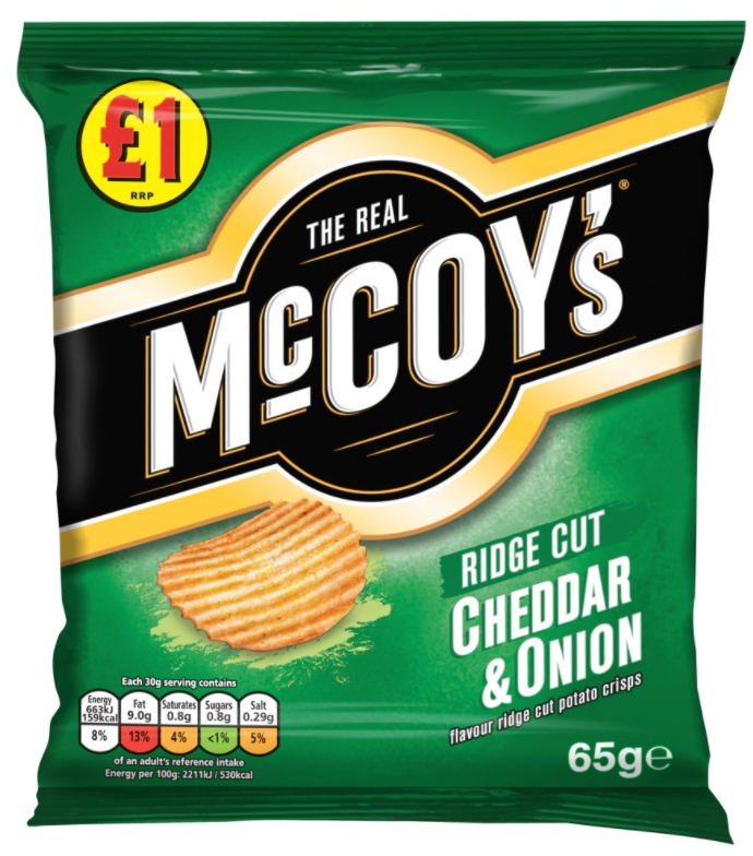 Crisps McCoys Ridge Cut Cheddar and Onion PM 1.00 - 12
