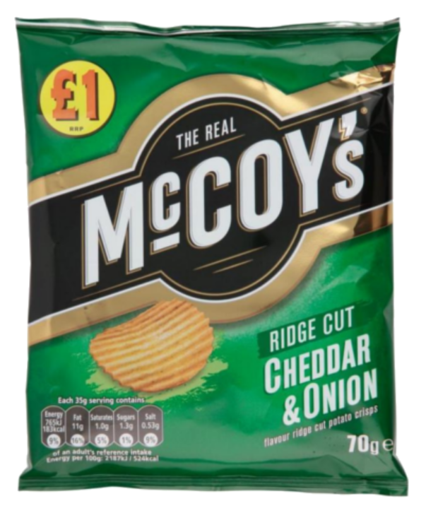 Crisps McCoys Ridge Cut Cheddar and Onion PM 1.00 - 16