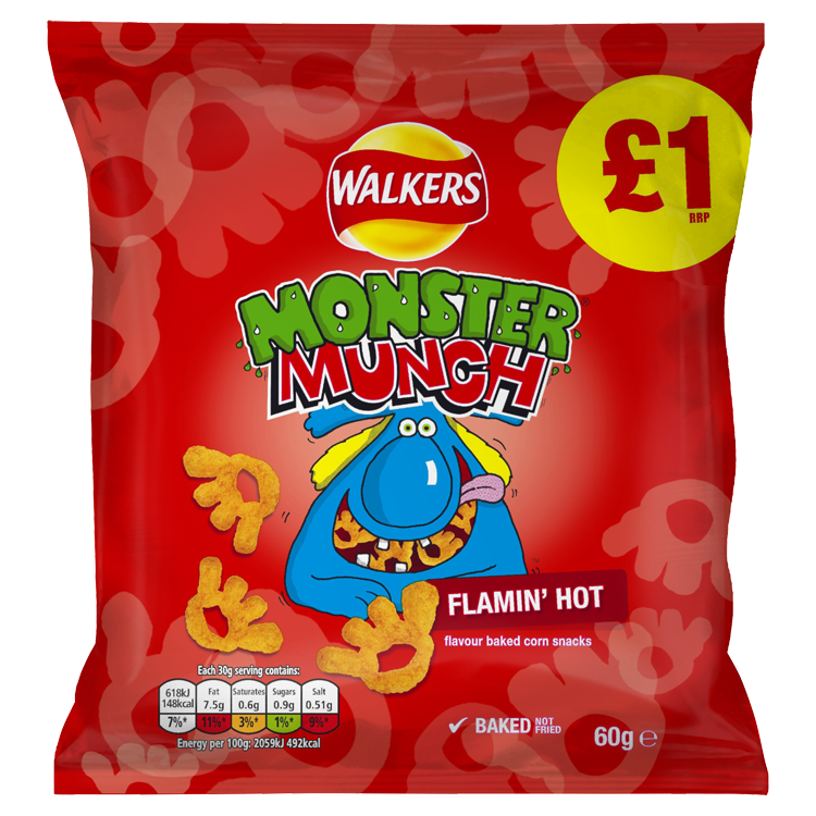 Crisps Monster Munch Flamin Hot PM 1.00 72g 15