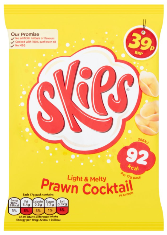 Crisps Skips Tingley Prawn Cocktail Handy Pack PM 0.39 17g 30