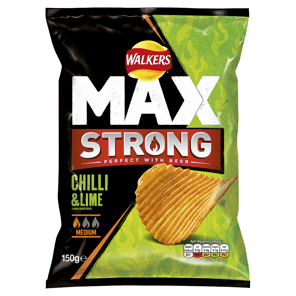 Crisps Walkers Max Strong Chilli and Lime NPM 150g 9