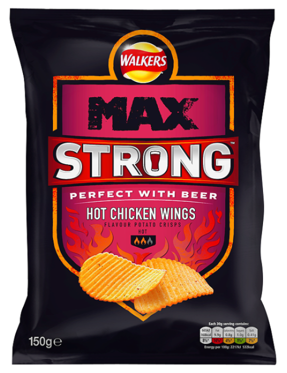 Crisps Walkers Max Strong Hot Chicken Wings NPM 150g 9