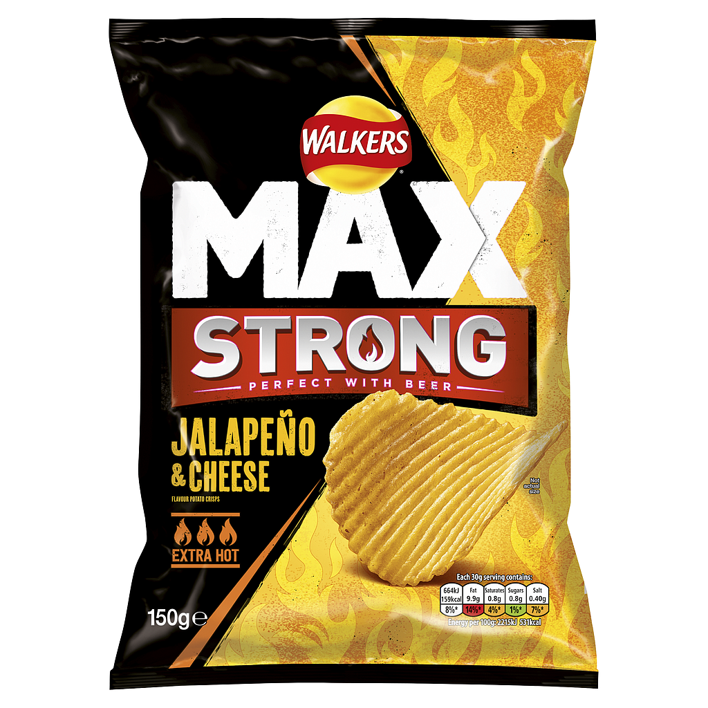 Crisps Walkers Max Strong Jalapeno and Cheese NPM 150g 9