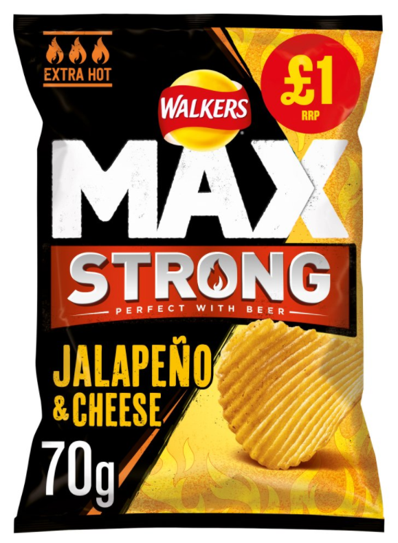 Crisps Walkers Max Strong Jalapeno and Cheese PM 1.00 75g 12