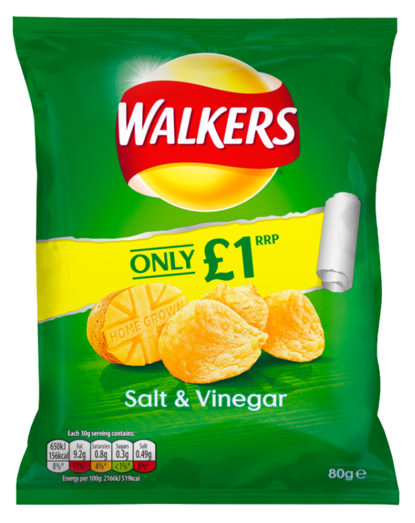 Crisps Walkers Salt and Vinegar PM 1.00 80g 12