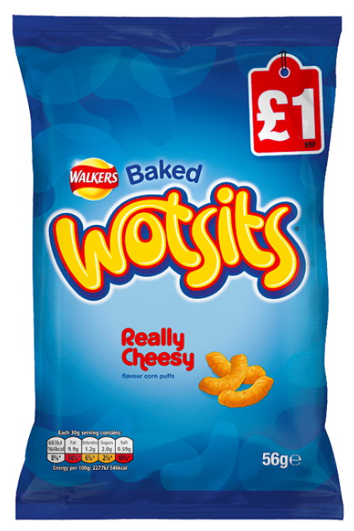 Crisps Walkers Wotsits Cheese PM 1.00 63g 12