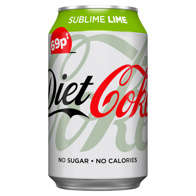 Diet Coke Sublime Lime 330ml PMP 69p x 24 - (Can)