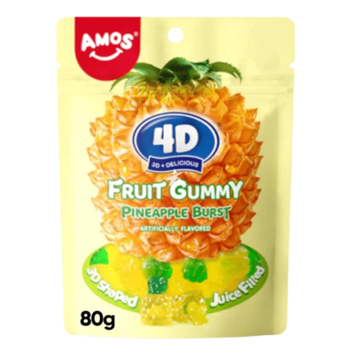 [Swee-All-SE-8911] Sweets & Candy Amos 4d Gummy Burst Pineapple NPM 80 g 24